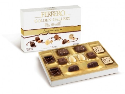 Golden Gallery Box標誌著Ferrero首次涉足各種高級巧克力或果仁糖，就像這家意大利公司所稱的那樣。圖片：Ferrero Group