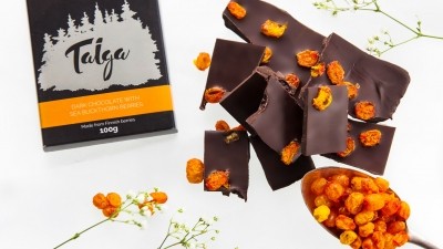 針葉巧克力使用了北歐的食材，如越橘、越橘和沙棘莓(如圖)，但也有一些不常見的食材，如胡瓜魚和馴鹿“薯片”。