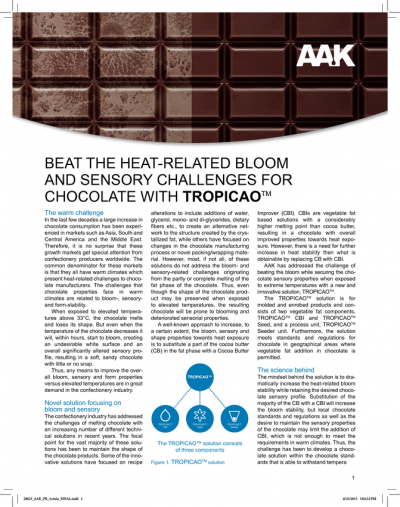 用AAK的TROPICAO™解決巧克力的熱開花和感官挑戰-熱帶巧克力生產的革命