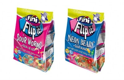 Flip It包裝袋最初是為美國市場開發的，在一個專有的二合一包裝袋中提供兩種軟糖。